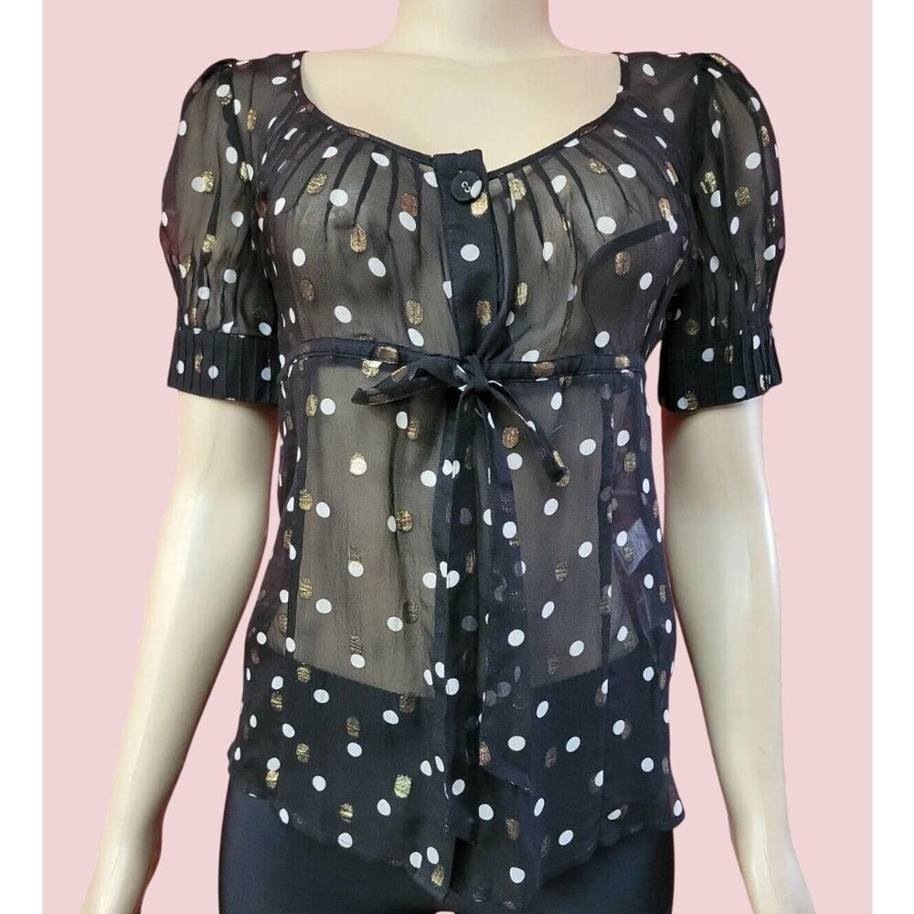 NWT Warehouse Sheer Metallic Polka Dot Top